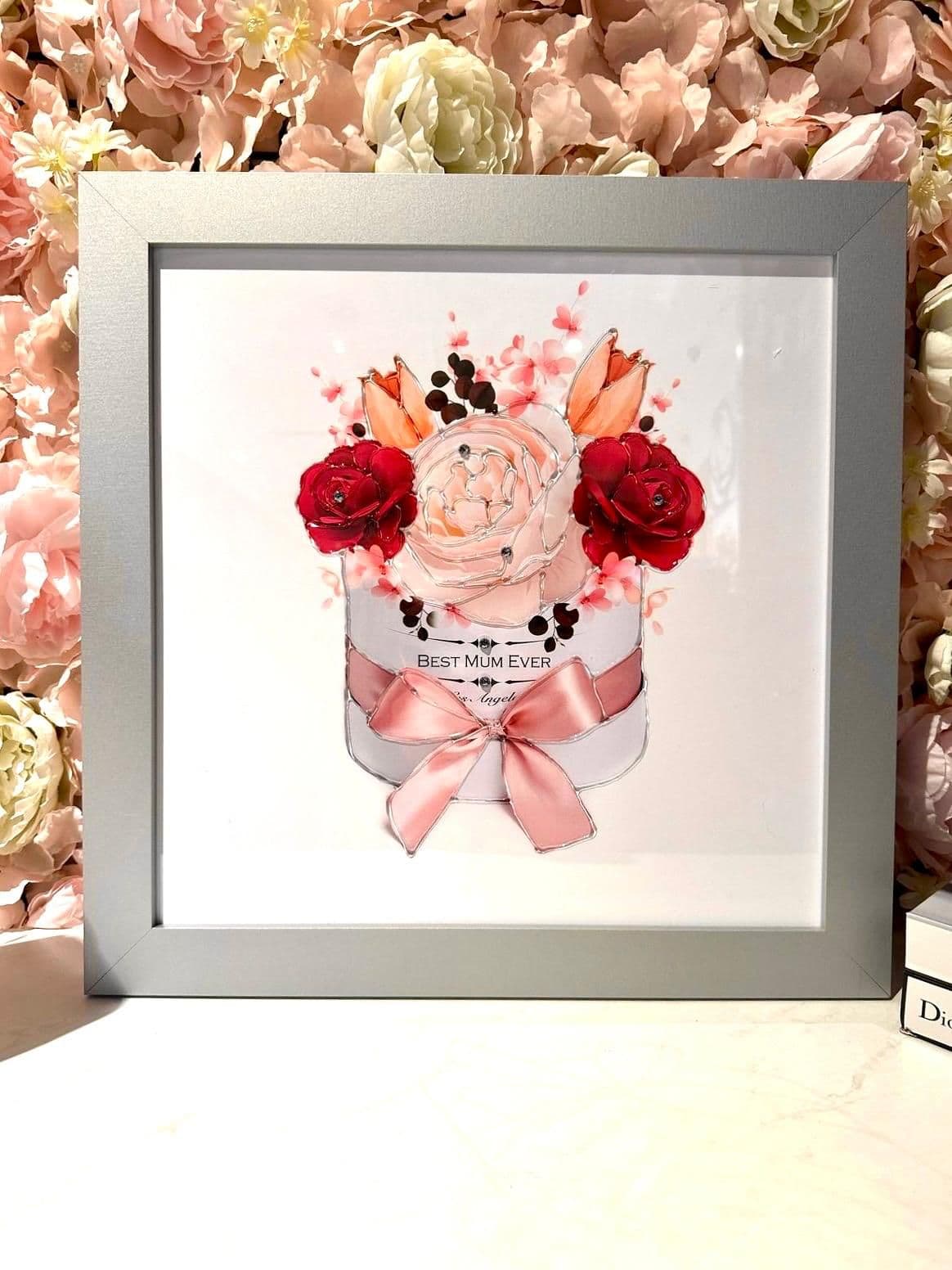 Mothers Day Red Rose Wall Art  Silver Frame | Home Luxe Interior