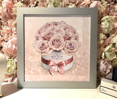 [EKM-AUTOGENERATED]Mothers Day Pink Roses Glitter Pink Wall Art Silver Frame Home Luxe Interior