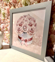 Mothers Day Pink Roses Glitter Pink Wall Art Silver Frame  Home Luxe Interior