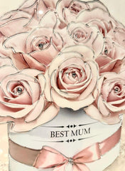 Mothers Day Pink Roses Glitter Pink Wall Art Silver Frame  Home Luxe Interior