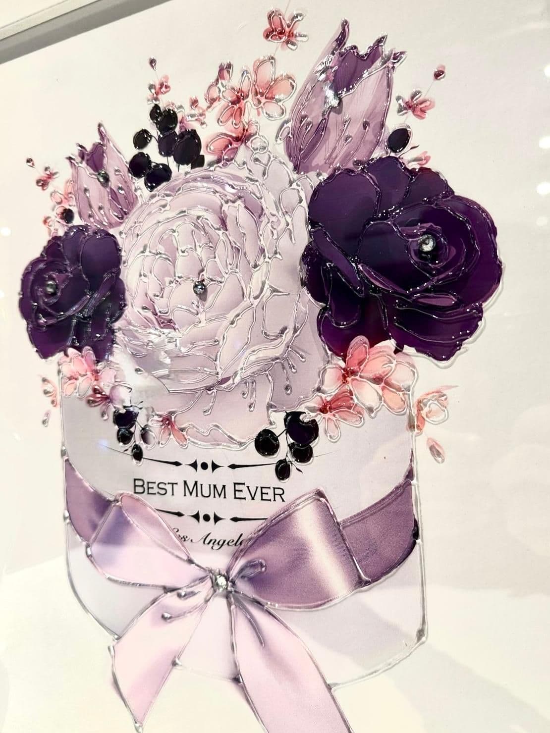 Mothers Day Purple Roses Wall Art White Frame - Home Luxe Interior