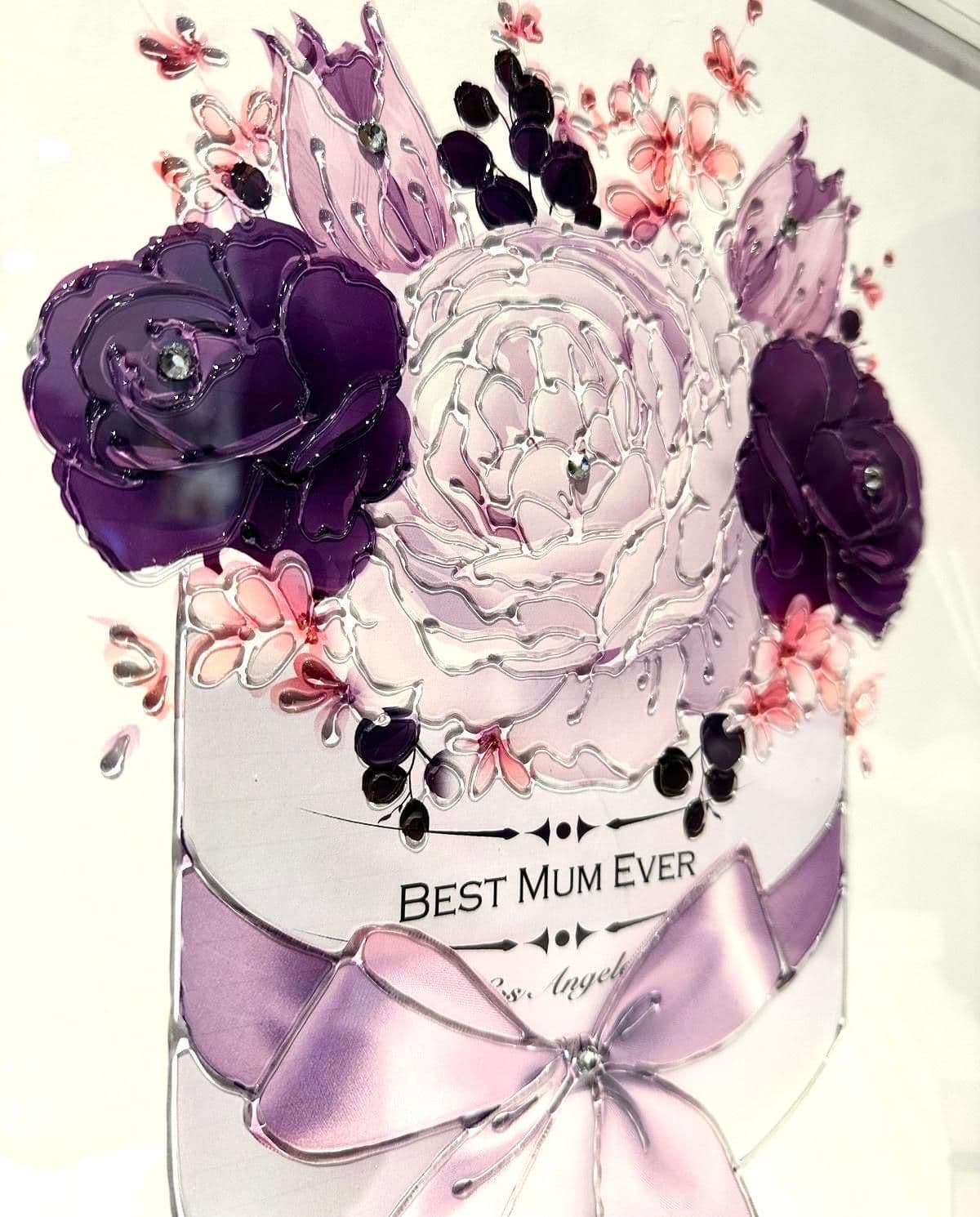 Mothers Day Purple Roses Wall Art White Frame - Home Luxe Interior