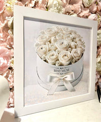 Mothers Day White Roses Hat Box Wall Art White Frame  Home Luxe Interior