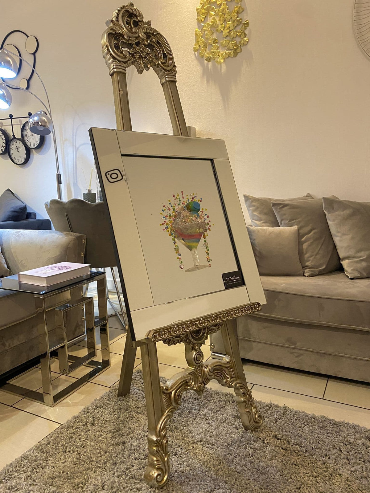 [EKM-AUTOGENERATED]Multicolor Cocktail Glass With Jellybaby Mirror Wall Art Frame