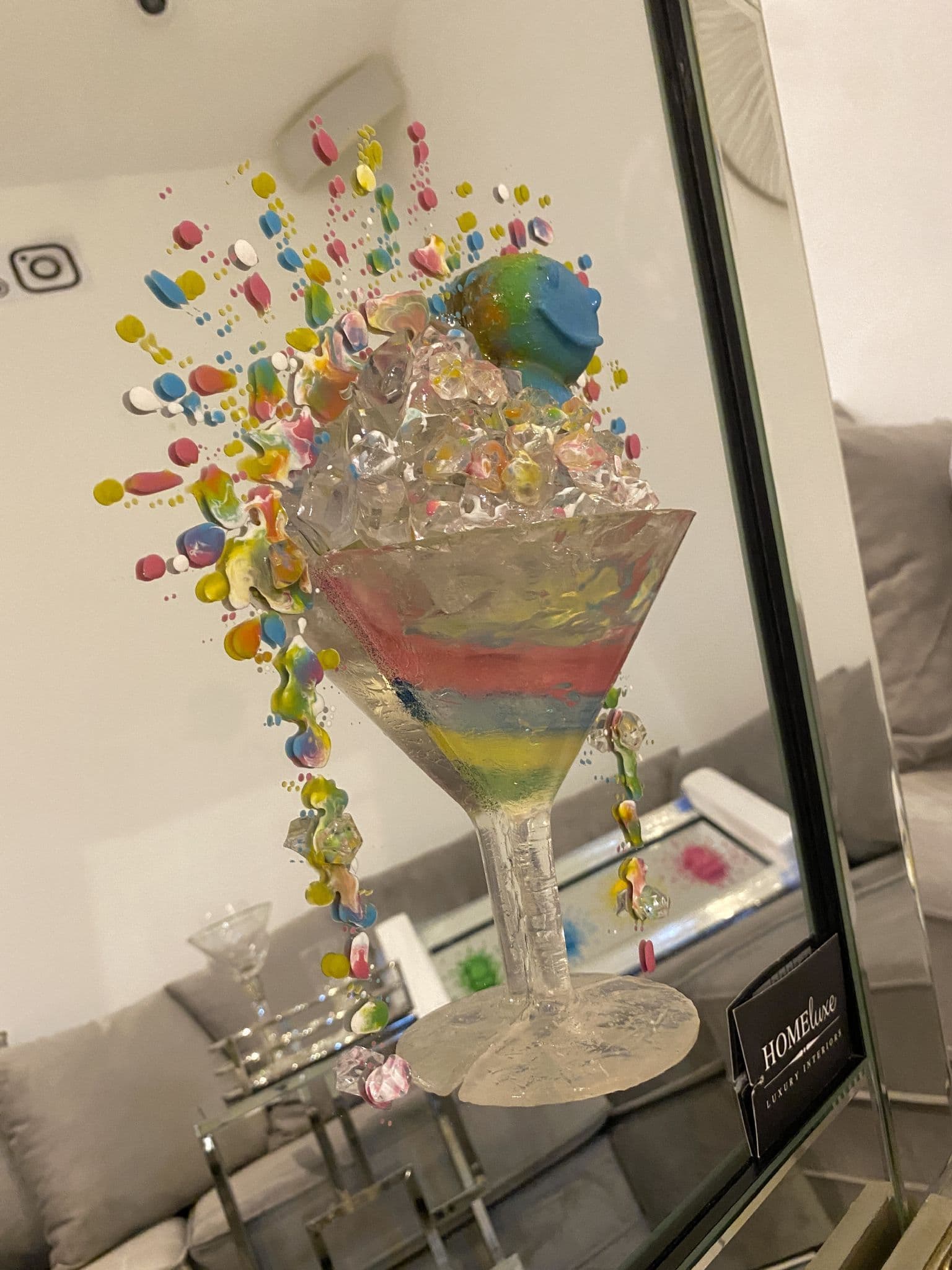 Multicolor Cocktail Glass With Jellybaby Mirror Wall Art Frame