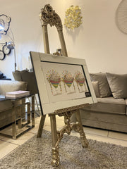 [EKM-AUTOGENERATED]Multicolor Set Of 3 Cocktail Glasses With Mirror Wall Art Frame