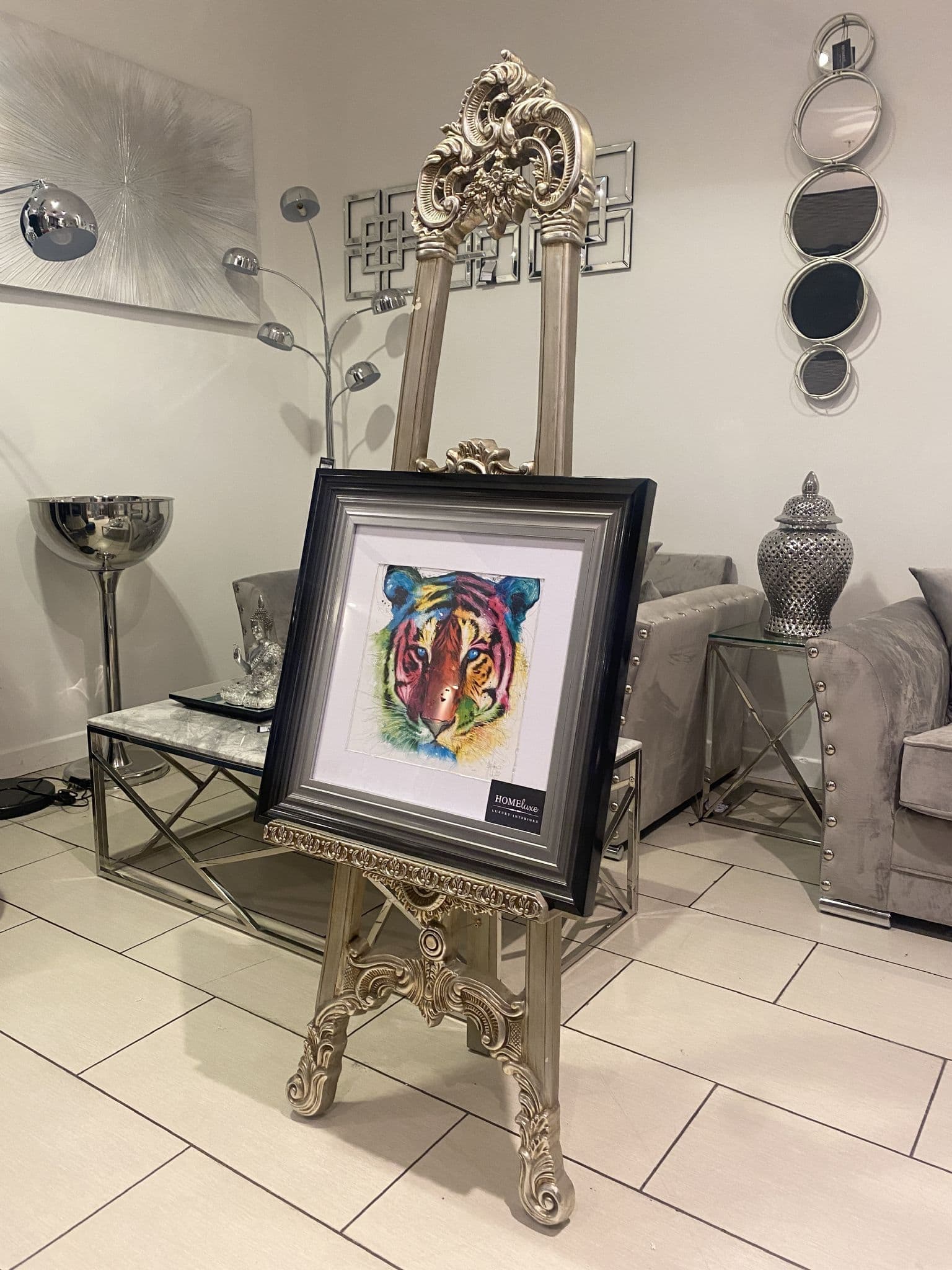 [EKM-AUTOGENERATED]Multicolor Tiger Stripe Wall Art Black Step Frame