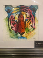 Multicolor Tiger Stripe Wall Art Black Step Frame