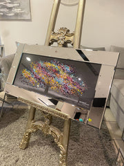 Multicolour Blossom Tree Wall Art Mirror Frame