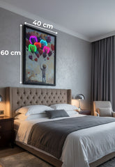 Multicolour Heart Balloons Neon LED Wall Art - Kids Room Decor 40x60cm USB - Home Luxe Interior