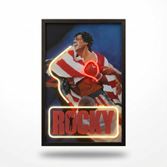 Rocky Neon LED Wall Art Picture USB Powered Boxing Canvas Decor UK