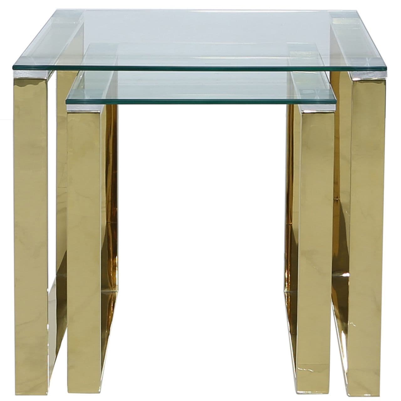 [EKM-AUTOGENERATED]Nest Of 2 Henry End Tables Gold Glass Top