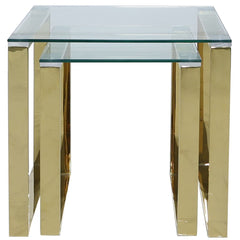 [EKM-AUTOGENERATED]Nest Of 2 Henry End Tables Gold Glass Top
