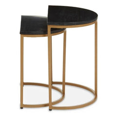 [EKM-AUTOGENERATED]Nest of Two Varana Black Marble Top Tables - Home Luxe Interior