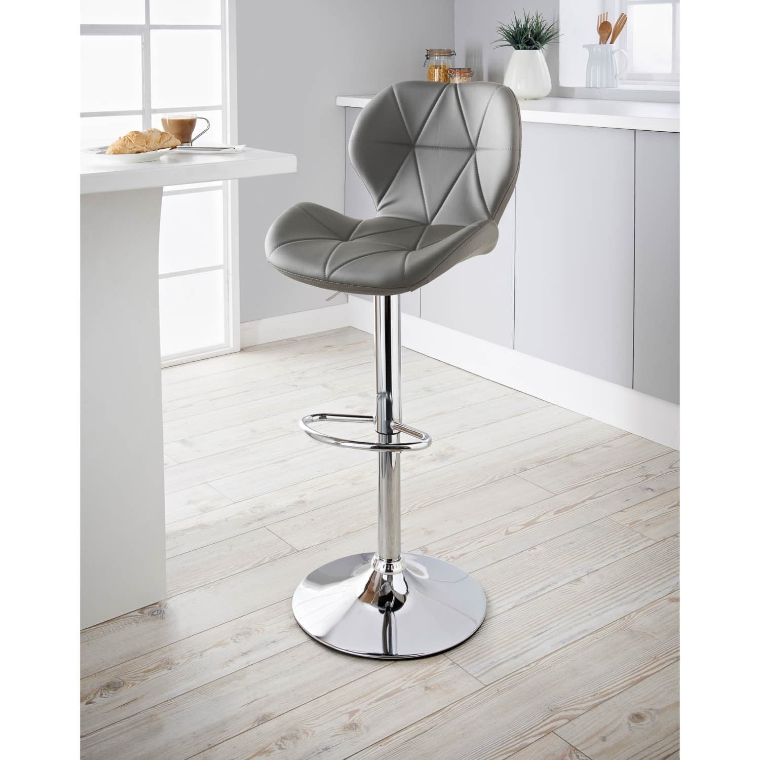[EKM-AUTOGENERATED]Norsk Bar Stool Faux Leather - Grey