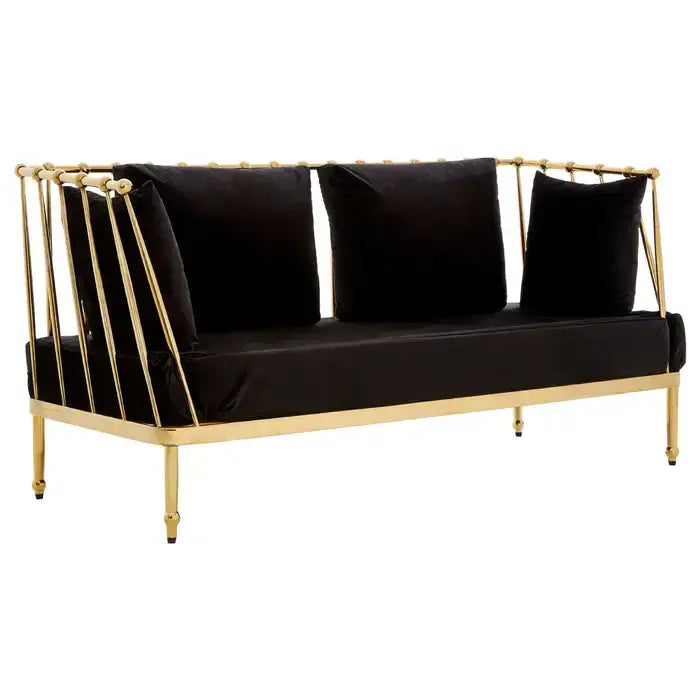 [EKM-AUTOGENERATED]Novo 2 Seater Gold Finish Tapered Arms Sofa