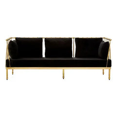 Novo 3 Seater Gold Finish Tapered Arms Sofa
