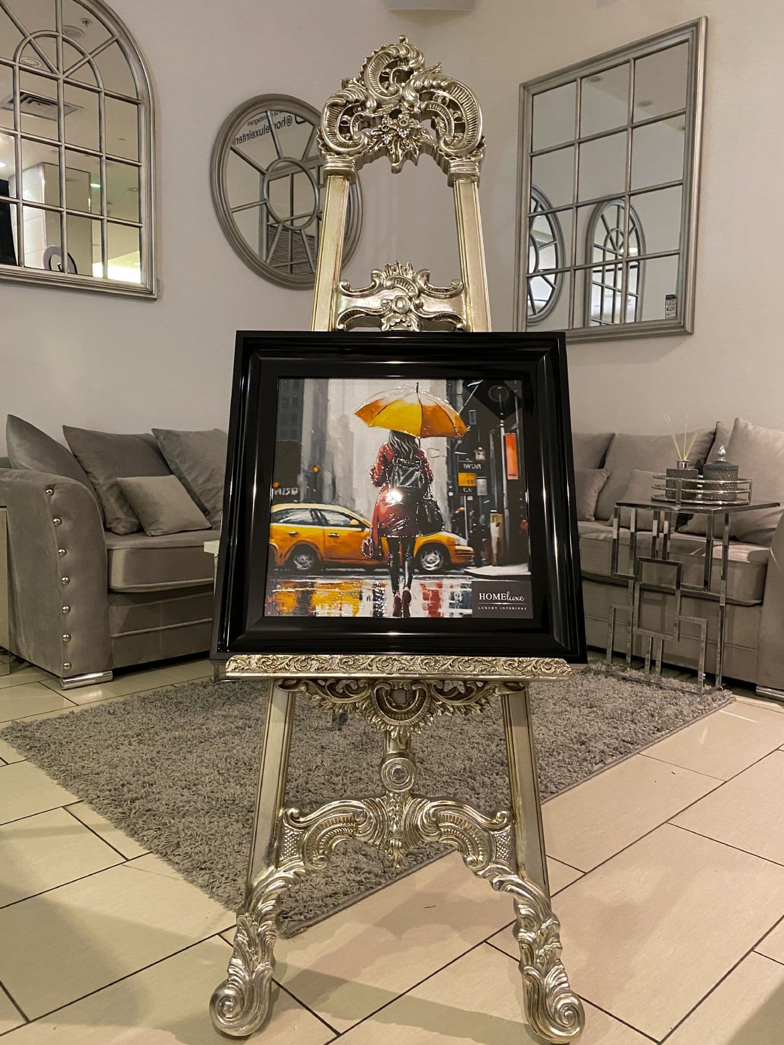 [EKM-AUTOGENERATED]Ny Lady Umbrella Wall Art Black Frame 55Cm X 55Cm