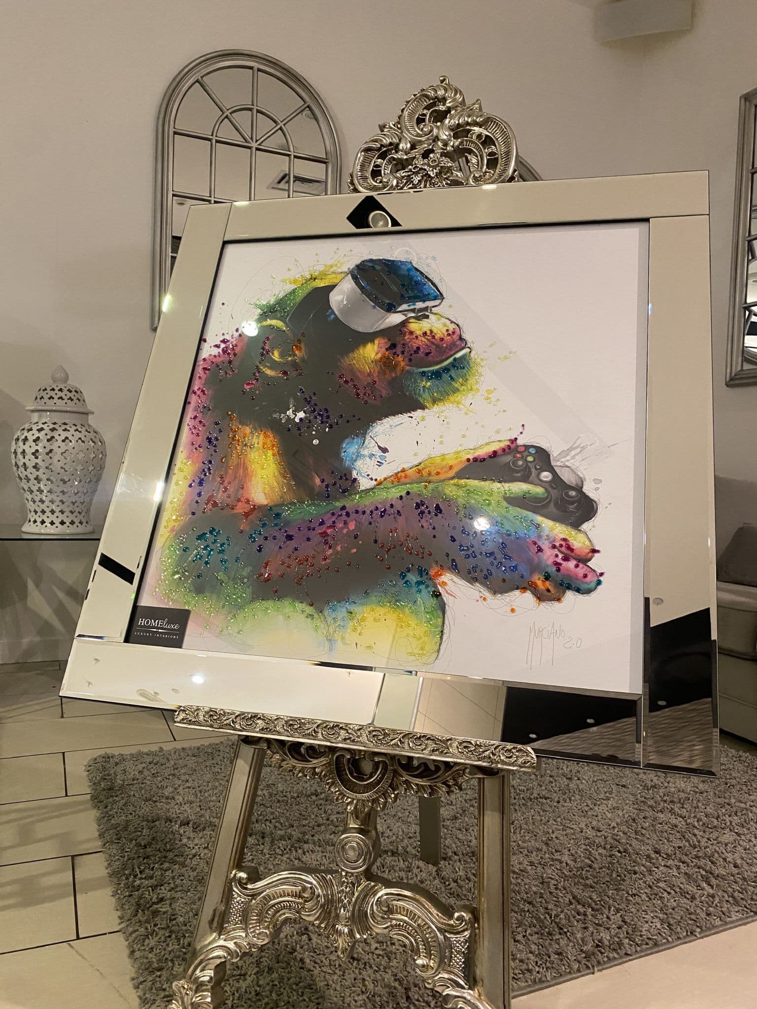 [EKM-AUTOGENERATED]Orangutan Digital View Multicolor Wall Art Mirror Frame 85Cm X 85Cm