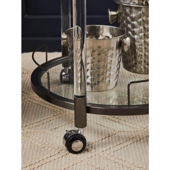 Oria Round Drinks Trolley With Acrylic Supports  Home Luxe Interior