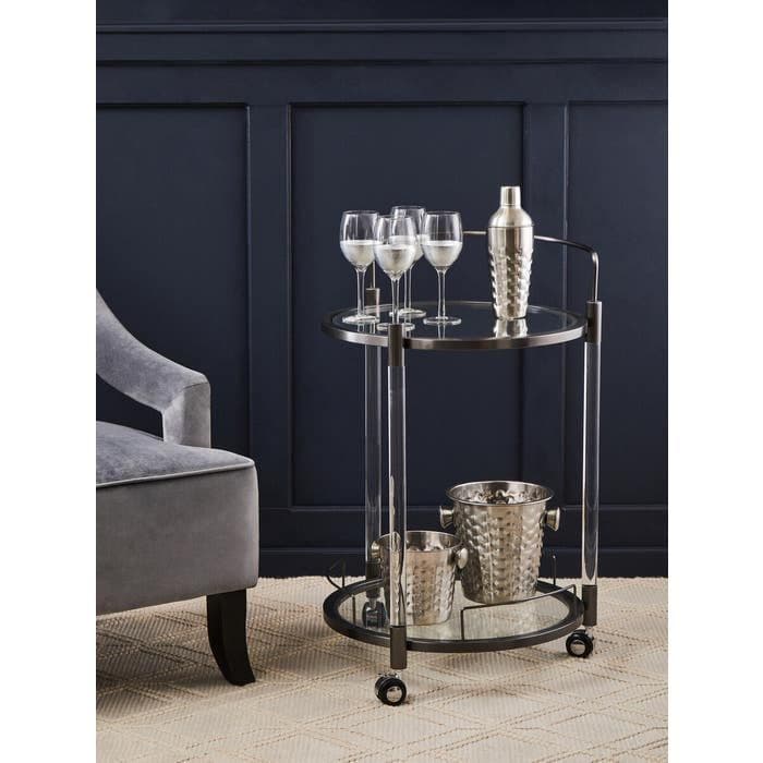 Oria Round Drinks Trolley With Acrylic Supports  Home Luxe Interior