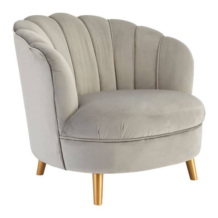 [EKM-AUTOGENERATED]Orlina Grey Velvet Chair With Gold Wood Legs - Home Luxe Interior