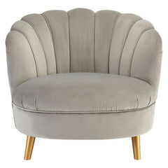Orlina Grey Velvet Chair With Gold Wood Legs - Home Luxe Interior