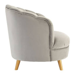 Orlina Grey Velvet Chair With Gold Wood Legs - Home Luxe Interior