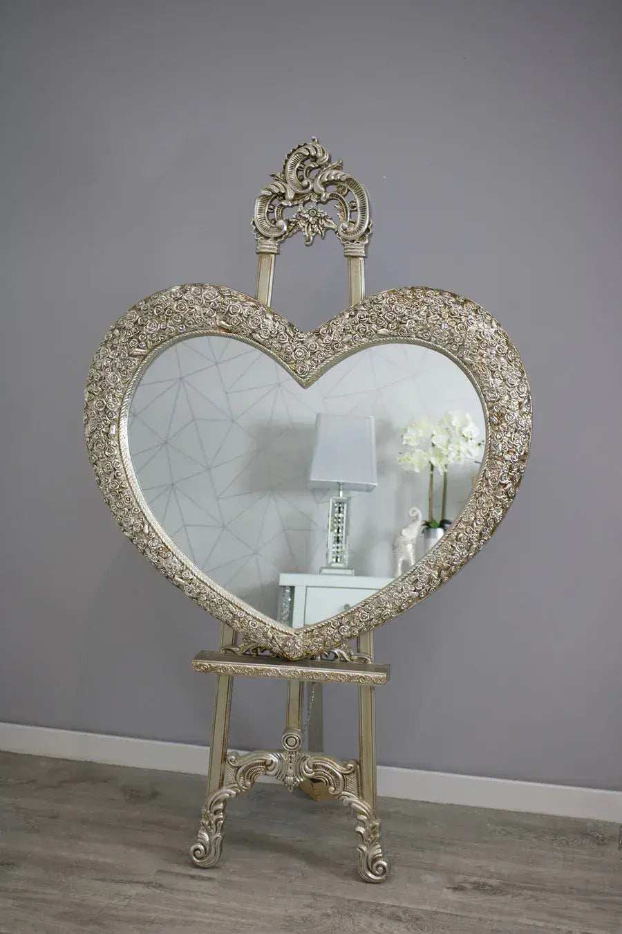 [EKM-AUTOGENERATED]Ornate Champagne Heart Vintage Mirror