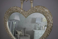 Ornate Champagne Heart Vintage Mirror