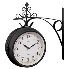 Outdoor Dual Sided Station Clock - Black