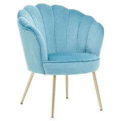[EKM-AUTOGENERATED]Ovala Aqua Velvet Scalloped Chair Home Luxe Interior