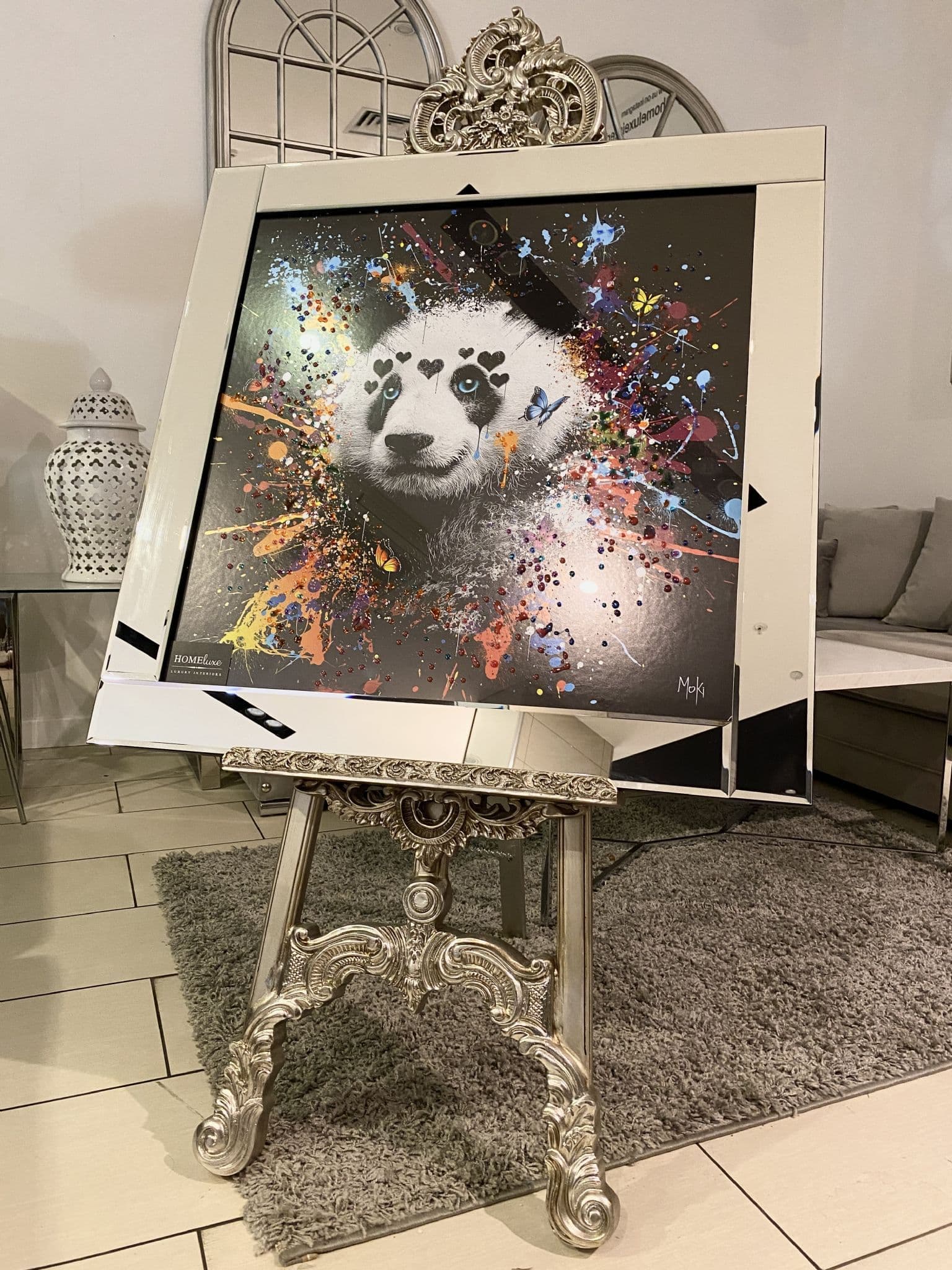 [EKM-AUTOGENERATED]Paintsplash Panda Wall Art Mirror Frame 85Cm X 85Cm