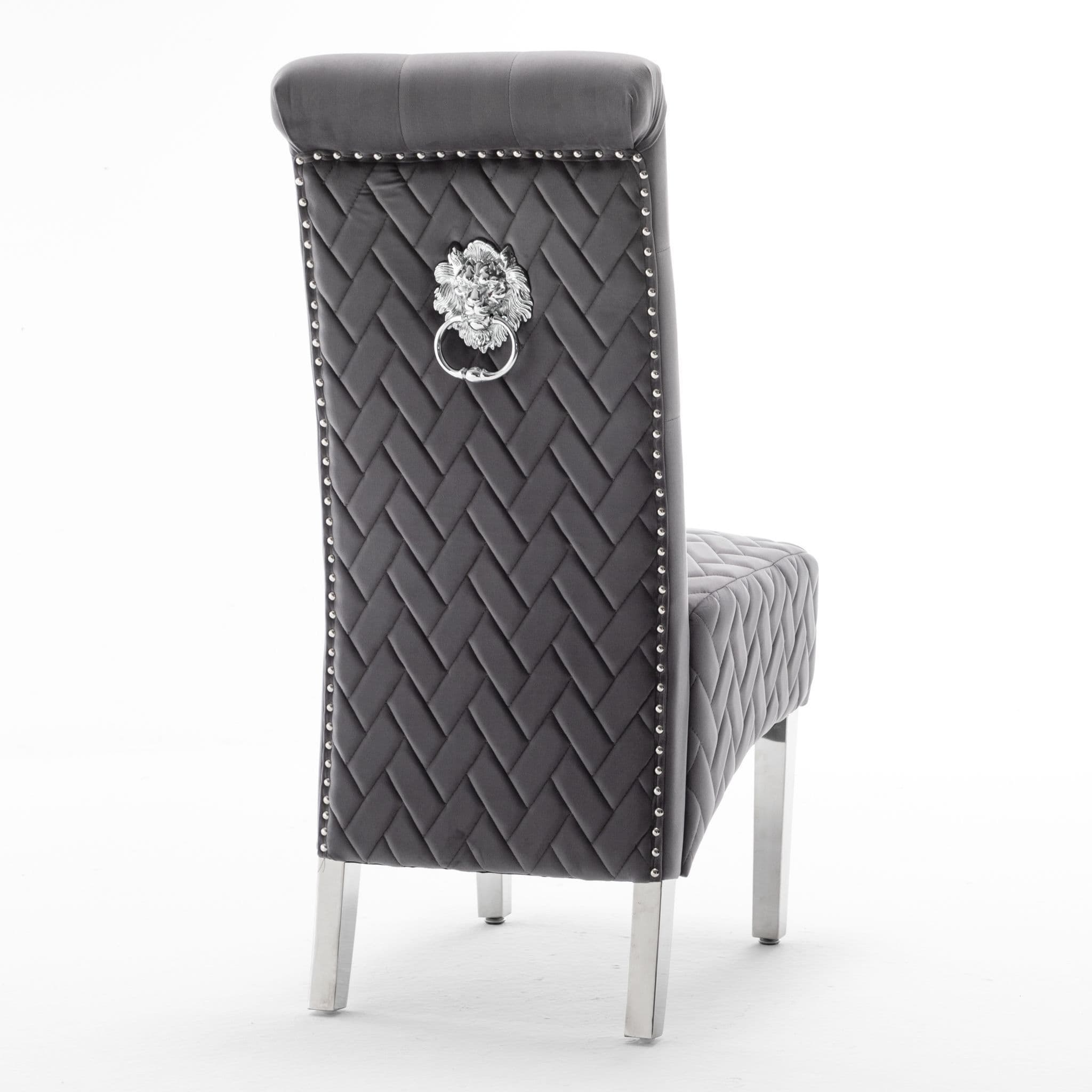 [EKM-AUTOGENERATED]Pair Of Marlow Dining Chair Lion Knocker Dark Grey