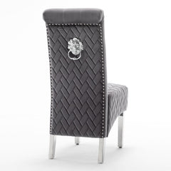 [EKM-AUTOGENERATED]Pair Of Marlow Dining Chair Lion Knocker Dark Grey