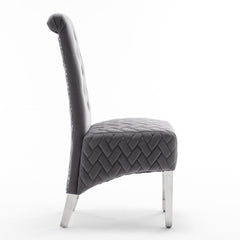 Pair Of Marlow Dining Chair Lion Knocker Dark Grey