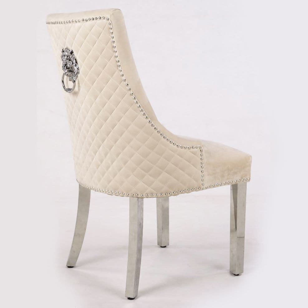 [EKM-AUTOGENERATED]Pair Of Minister Brushed Velvet Dining Chair With Lion Knocker Mink