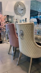 Pair Of Minister Brushed Velvet Dining Chair With Lion Knocker Mink