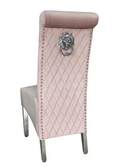[EKM-AUTOGENERATED]Pair Of Sofia Dining Chair Lion Knocker Baby Pink