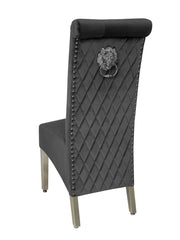 [EKM-AUTOGENERATED]Pair Of Sofia Dining Chair Lion Knocker Dark Grey