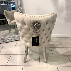 [EKM-AUTOGENERATED]Pair Of Valencia Brushed Velvet Dining Chair With Lion Knocker Mink