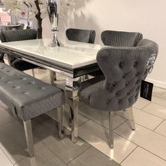 [EKM-AUTOGENERATED]Pair Of Valencia Velvet Dining Chair With Lion Knocker In Grey