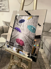 Paris Eiffel Tower Multi Umbrella Wall Art Mirror Frame