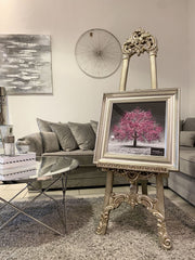 [EKM-AUTOGENERATED]Pink Blossom Tree Glitter Wall Art Antique Frame