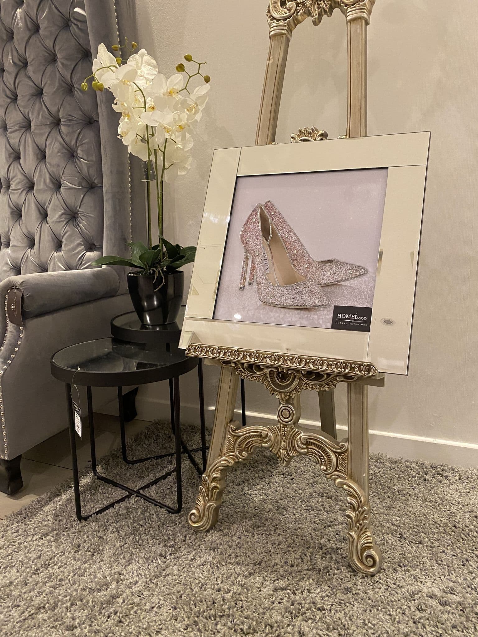 [EKM-AUTOGENERATED]Pink Glitter Heels Wall Art Mirror Frame