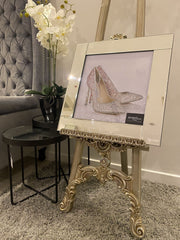 Pink Glitter Heels Wall Art Mirror Frame