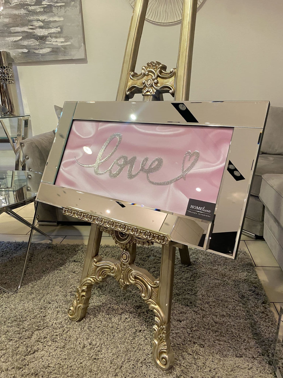 [EKM-AUTOGENERATED]Pink Love Font Wall Art Mirror Frame