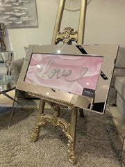 [EKM-AUTOGENERATED]Pink Love Font Wall Art Mirror Frame