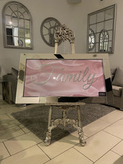 [EKM-AUTOGENERATED]Pink Silk Family Silver Glitter Wall Art 115Cm X 65Cm