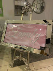 Pink Silk Family Silver Glitter Wall Art 115Cm X 65Cm